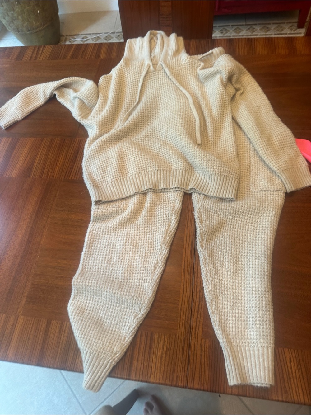 Cozy Knit Hoodie & Jogger Set - Cream